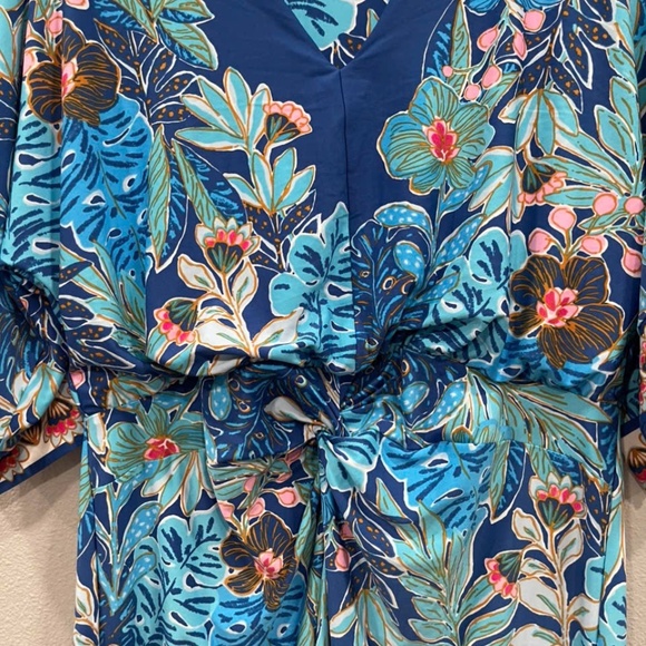 Lilly Pulitzer ADALYN MAXI DRESS, STARLIGHT NAVY BEST FRONDS FOREVER ENGINEERED - Picture 6 of 6